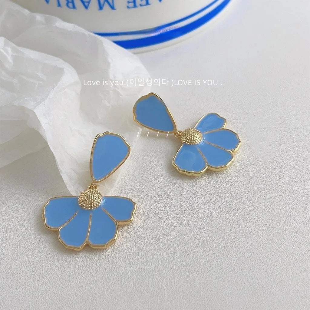 14K Gold Plated Copper Daisy Enamel Drop Earrings, Sweet Summer Vacation Floral Jewelry
