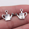 15x18mm 1g Antique Silver Zinc Alloy Watering Can Flower Charm Pendant for DIY Bracelet Necklace Making