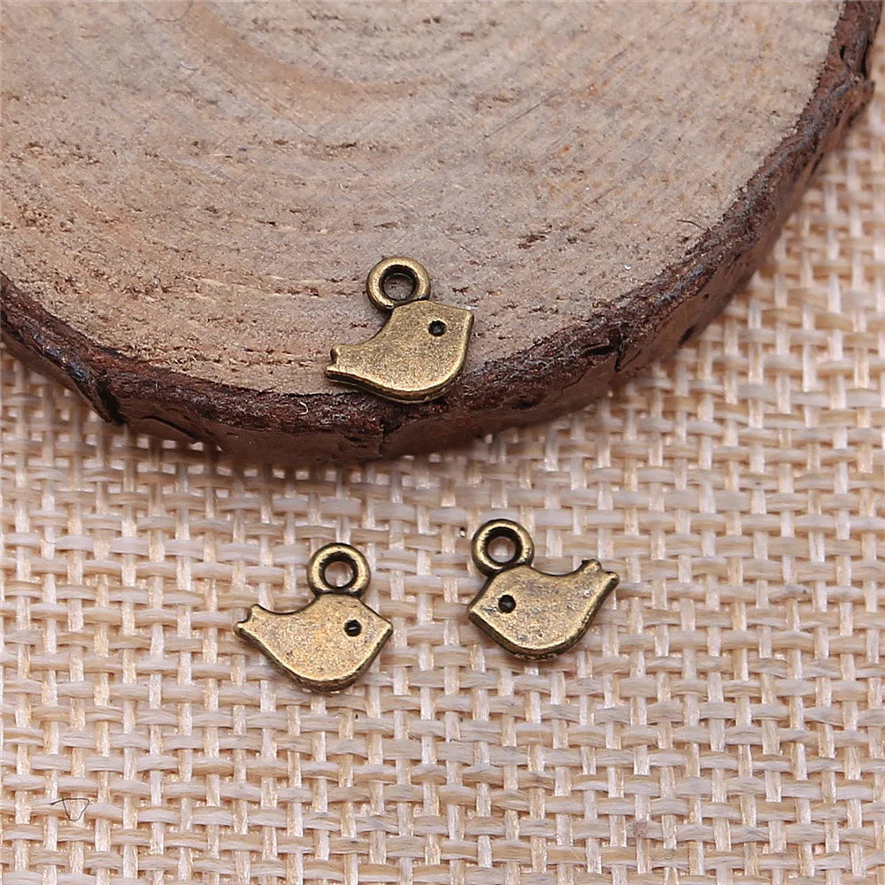 8x7mm 0.3g Multicolor Zinc Alloy Tiny Bird Charm Pendant for DIY Handmade Bracelet Necklace Making
