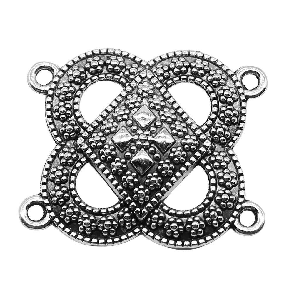 26x31mm 2.7g Antique Silver Zinc Alloy Four Hole Body Chain Connector Charm for DIY Body Jewelry