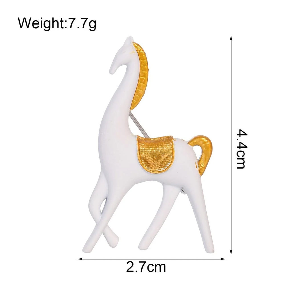 Elegant Black Enamel Little Horse Brooch With Gold Alloy Saddle, Creative Animal Lapel Pin Suit Accessory Gift