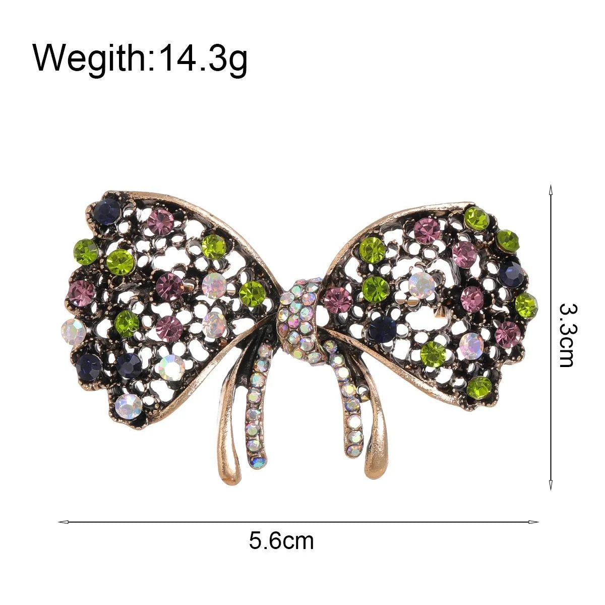 Elegant Bowknot Alloy Rhinestone Brooch With Multicolor Crystals, Women's Lapel Pin Corsage Gift