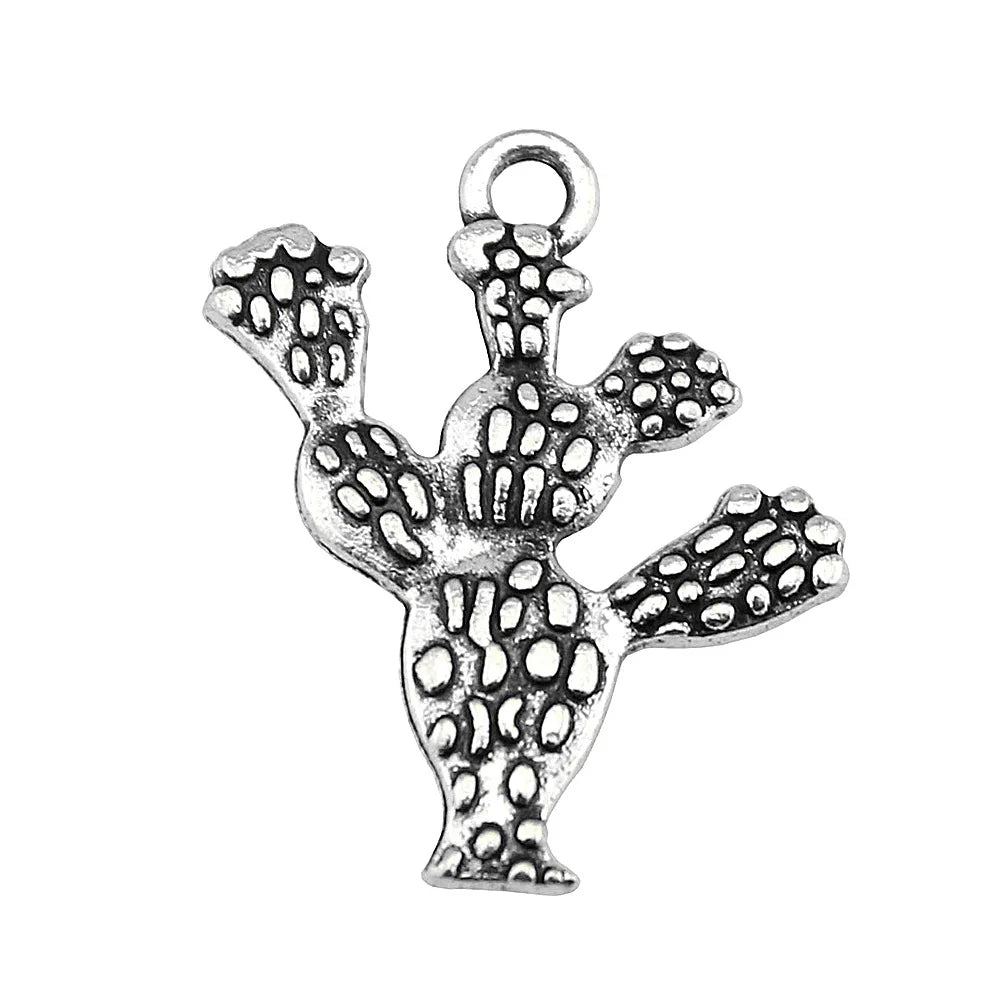 23x20mm 1.9g Antique Silver Zinc Alloy Cactus Charm Pendant for DIY Necklace Bracelet Making