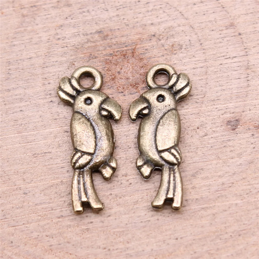 20mm 0.7g Multicolor Zinc Alloy Parrot Bird Charm Pendant for DIY Necklace Bracelet Jewelry Making