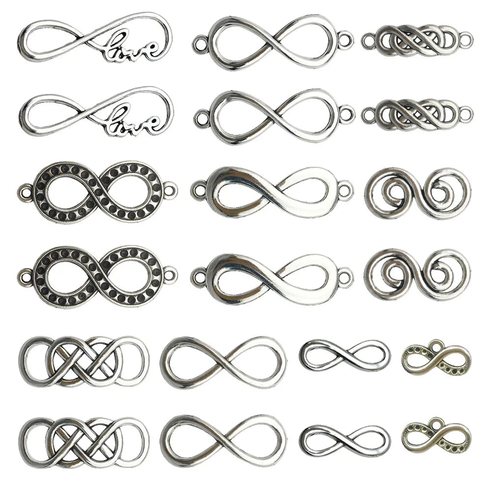 Antique Silver Zinc Alloy Hollow Infinity Symbol Connector Charm for DIY Jewelry Making