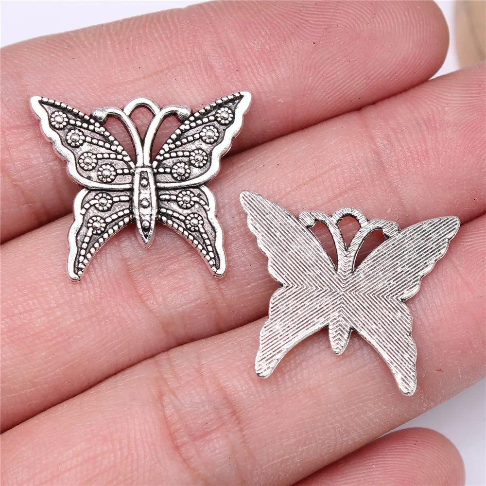 25x21mm 1.5g Antique Silver Zinc Alloy Butterfly Charm Pendant for DIY Necklace Bracelet Jewelry Making