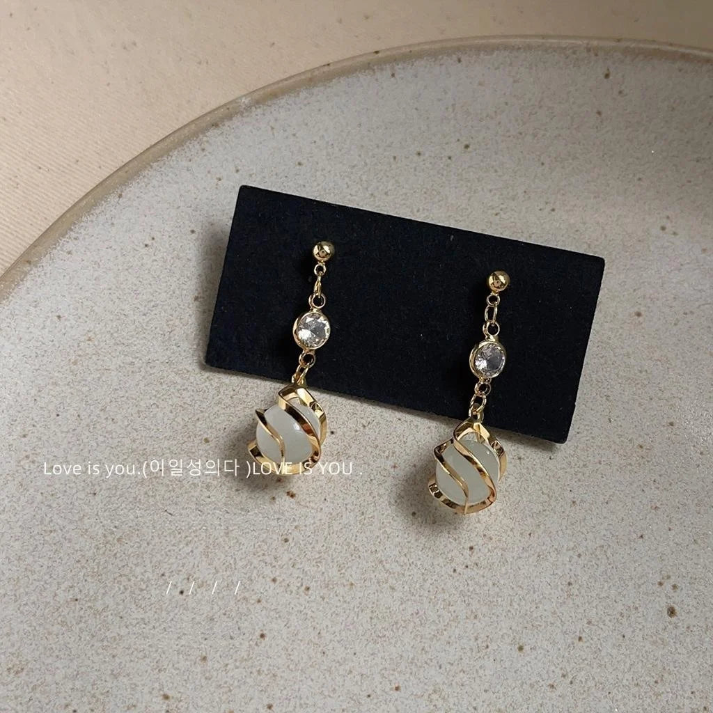Forest Style Handmade Copper Heart Floral Tassel Drop Earrings With 14K Plated Pins