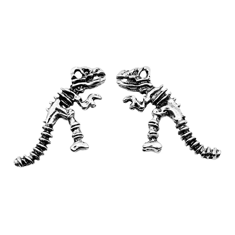 26x16mm 2.4g Antique Silver Zinc Alloy Dinosaur Skeleton Charm Pendant for DIY Animal Jewelry Making