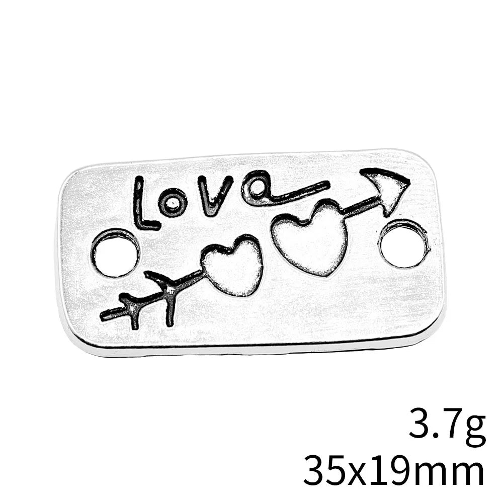 35x19mm 3.7g Multicolor Zinc Alloy Love Arrow Double Heart Connector Charm for DIY Bracelet Necklace