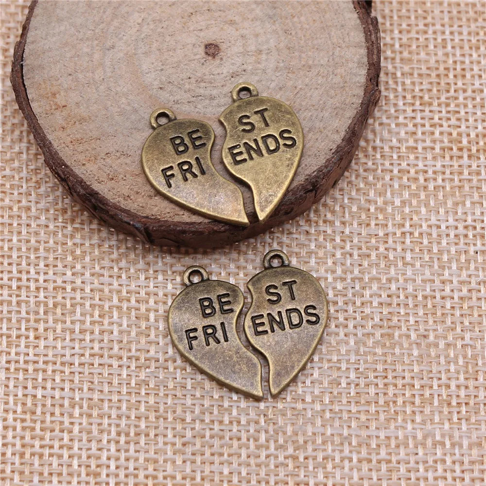 23x22mm 3g Multicolor Zinc Alloy Best Friends Puzzle Heart Charm Pendant for DIY Jewelry Making