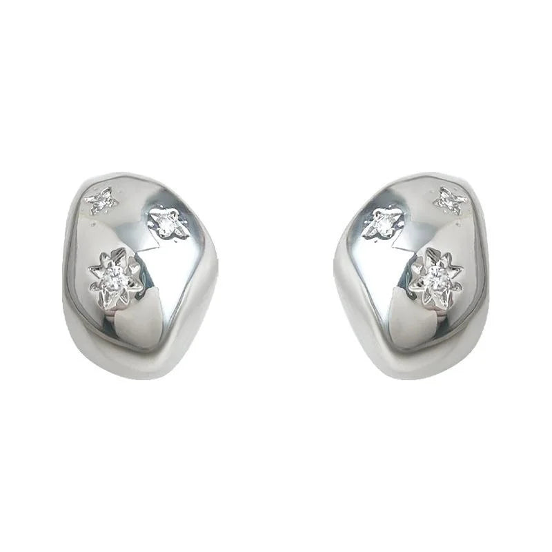 Luxury Micro Pave Zircon Irregular Eight Point Star Copper Stud Earrings For Women