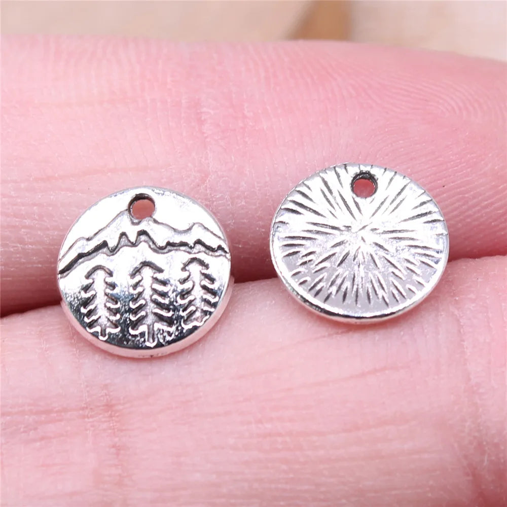 11x11mm 0.6g Antique Silver Zinc Alloy Snow Mountain Charm Pendant for DIY Jewelry Making