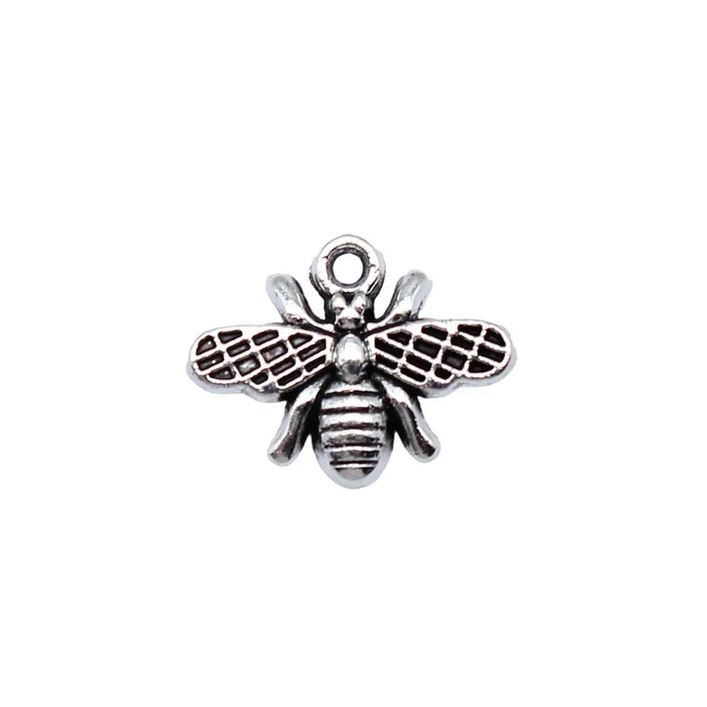 18x14mm 1.3g Antique Silver Zinc Alloy Bee Charm Pendant for DIY Necklace Bracelet Jewelry Making