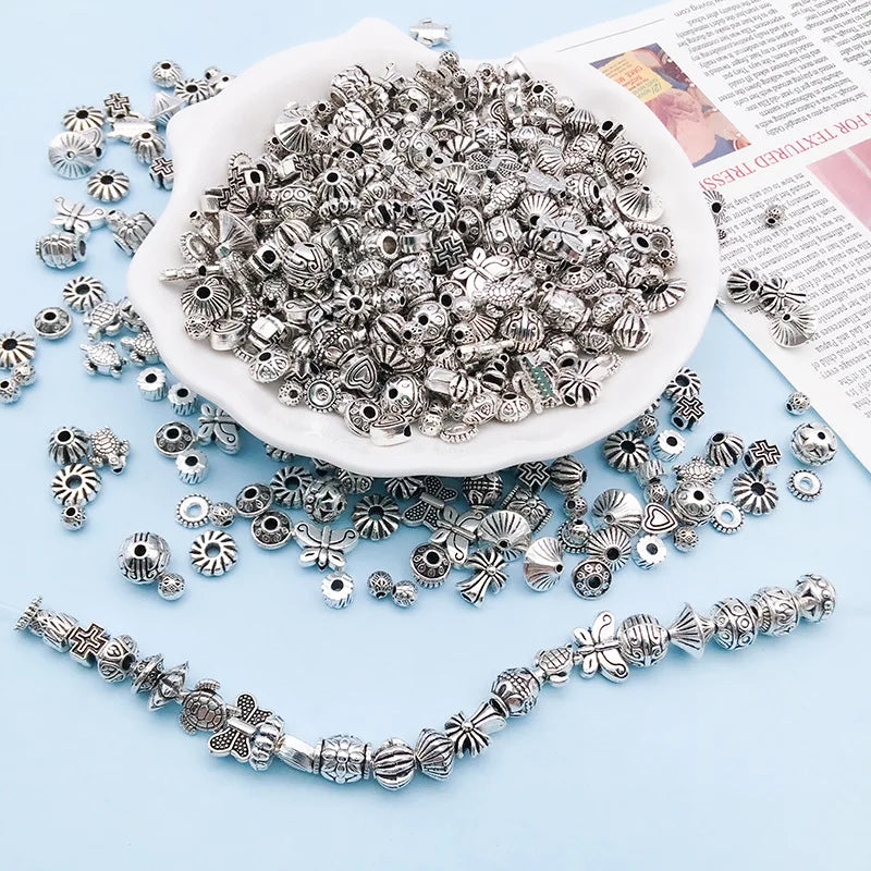 Antique Silver Zinc Alloy Large Hole Spacer Beads for DIY Bracelet Necklace Making