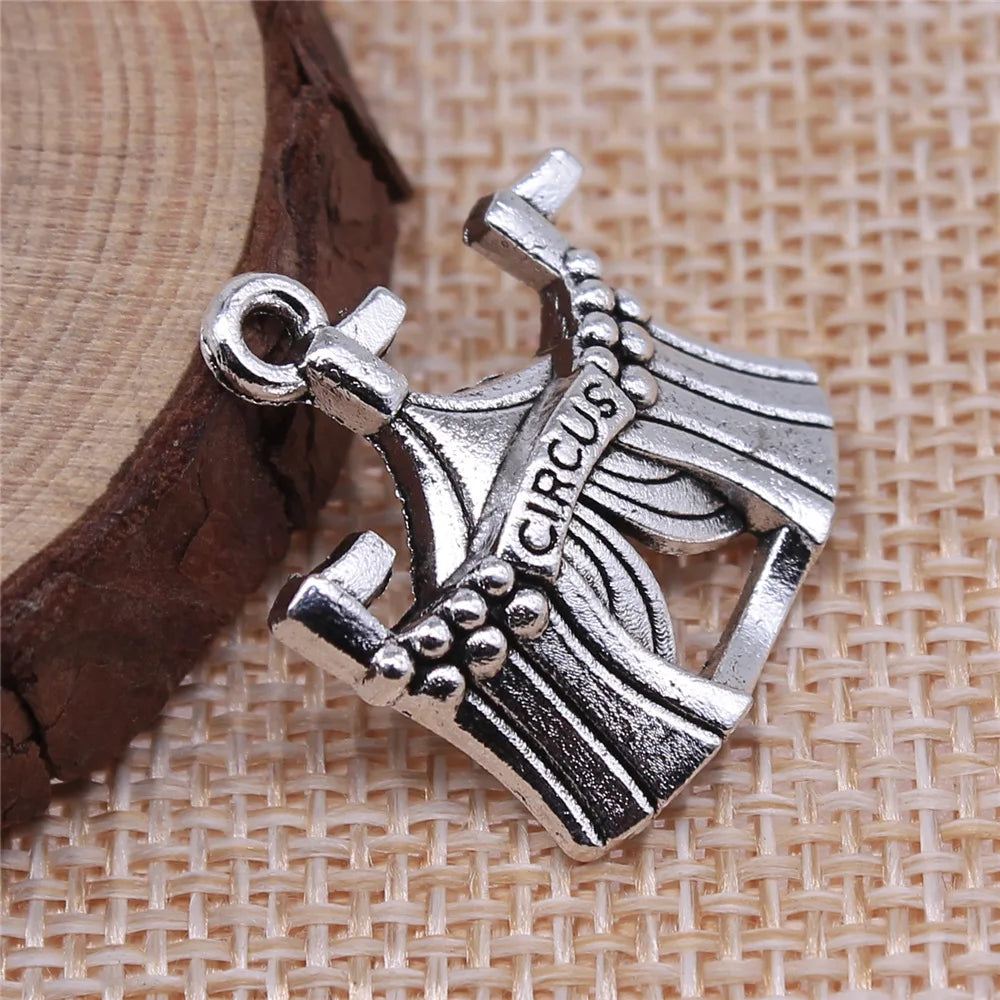 23x21mm 2.6g Antique Silver Zinc Alloy Circus Charm Pendant for DIY Necklace Bracelet Jewelry