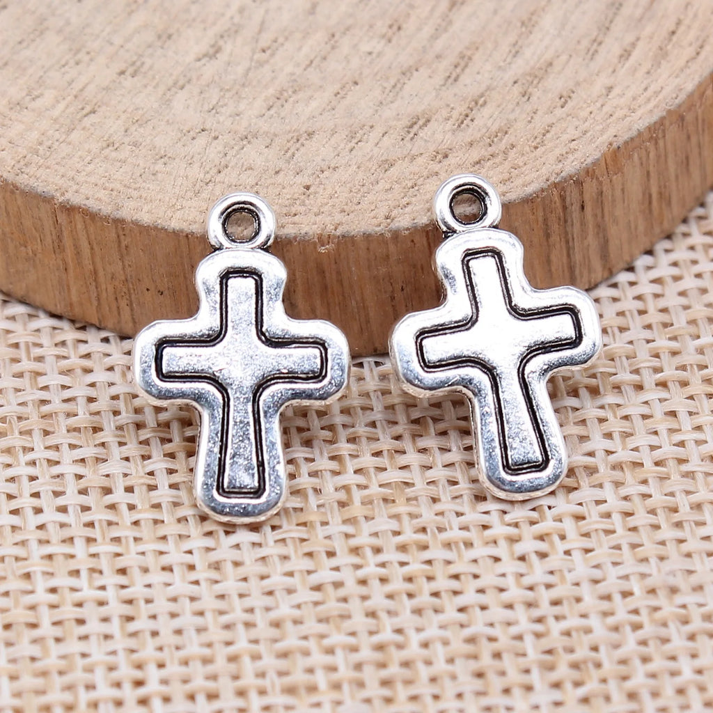 20x13mm 1.1g Antique Silver Zinc Alloy Cross Charm Pendant for DIY Necklace Bracelet Jewelry Making