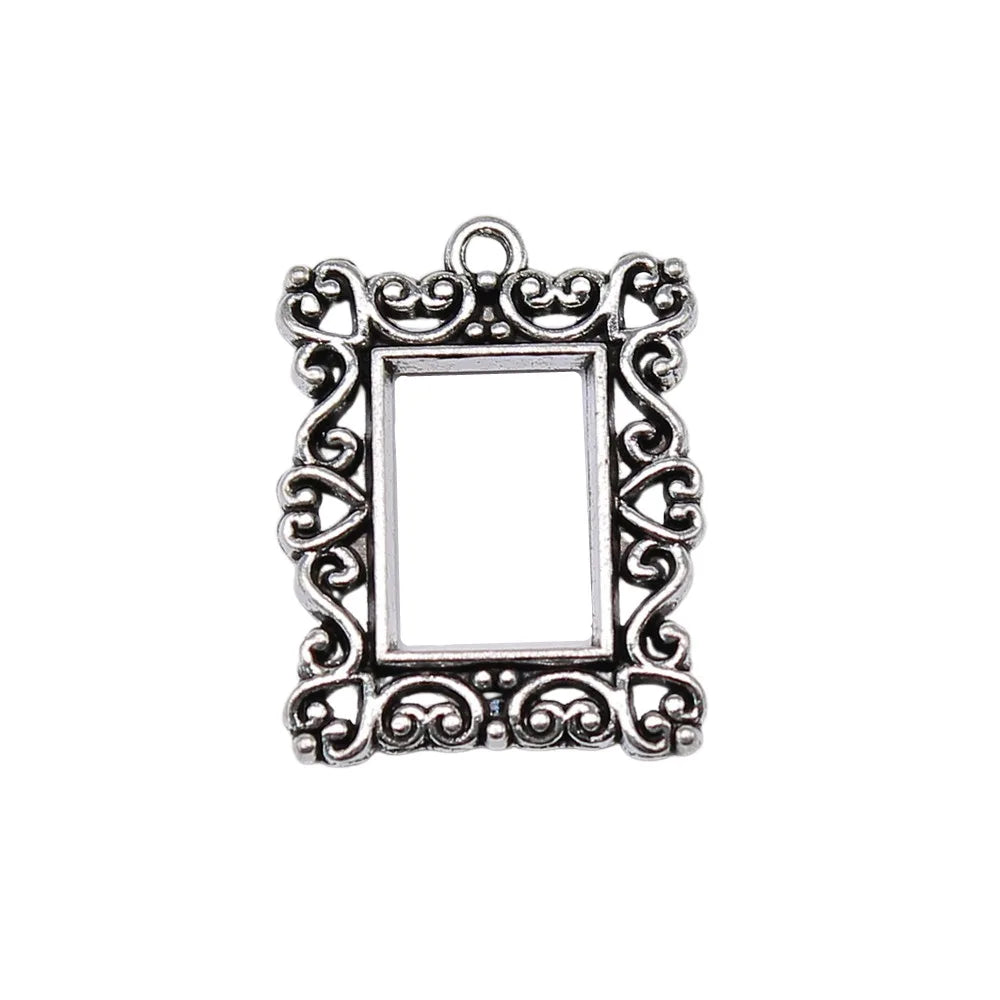 20x15mm 2.3g Multicolor Zinc Alloy Rectangle Picture Frame Charm Pendant for DIY Necklace Bracelet Making