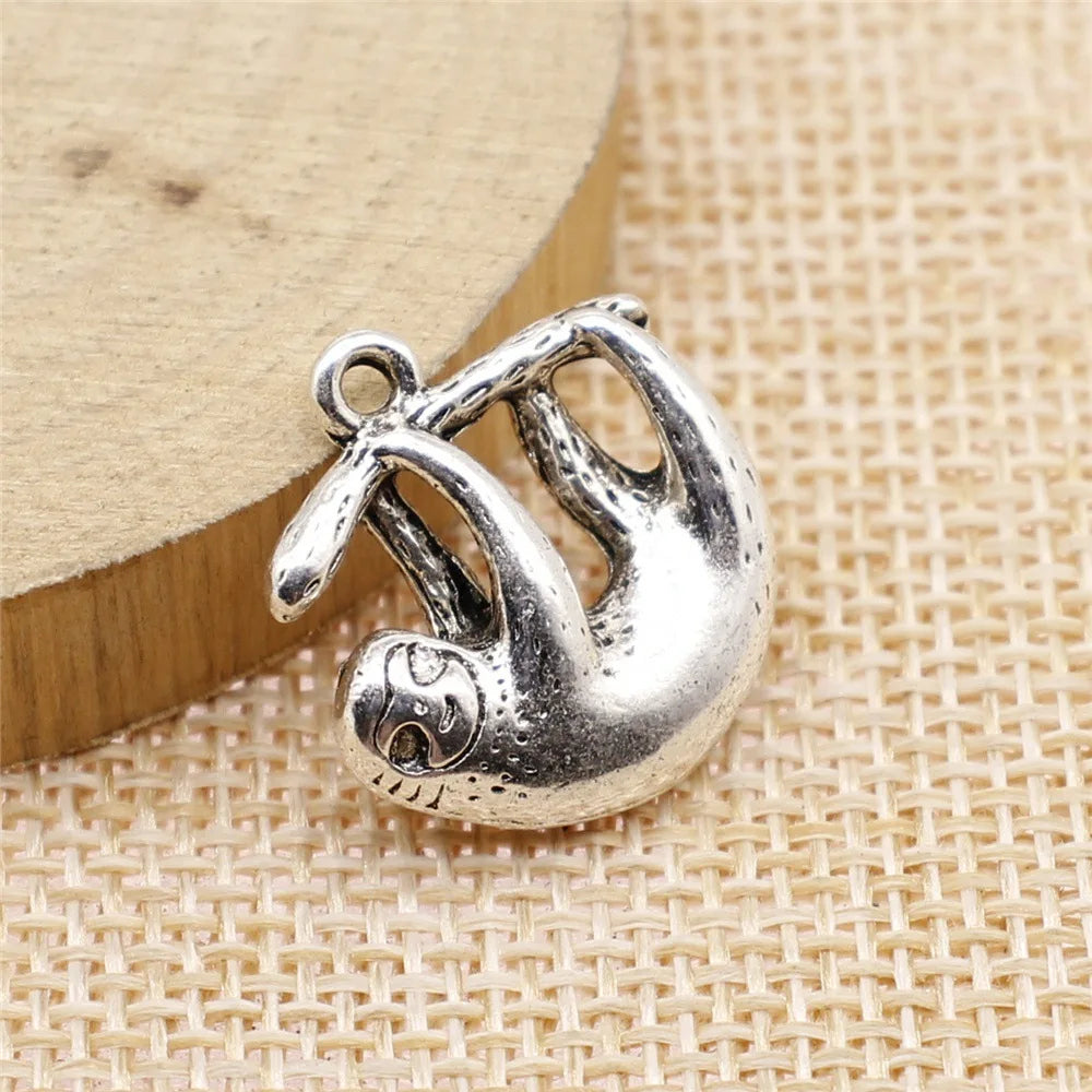 20x20mm 4g Antique Silver Zinc Alloy Sloth Charm Pendant for DIY Necklace Bracelet Jewelry Making