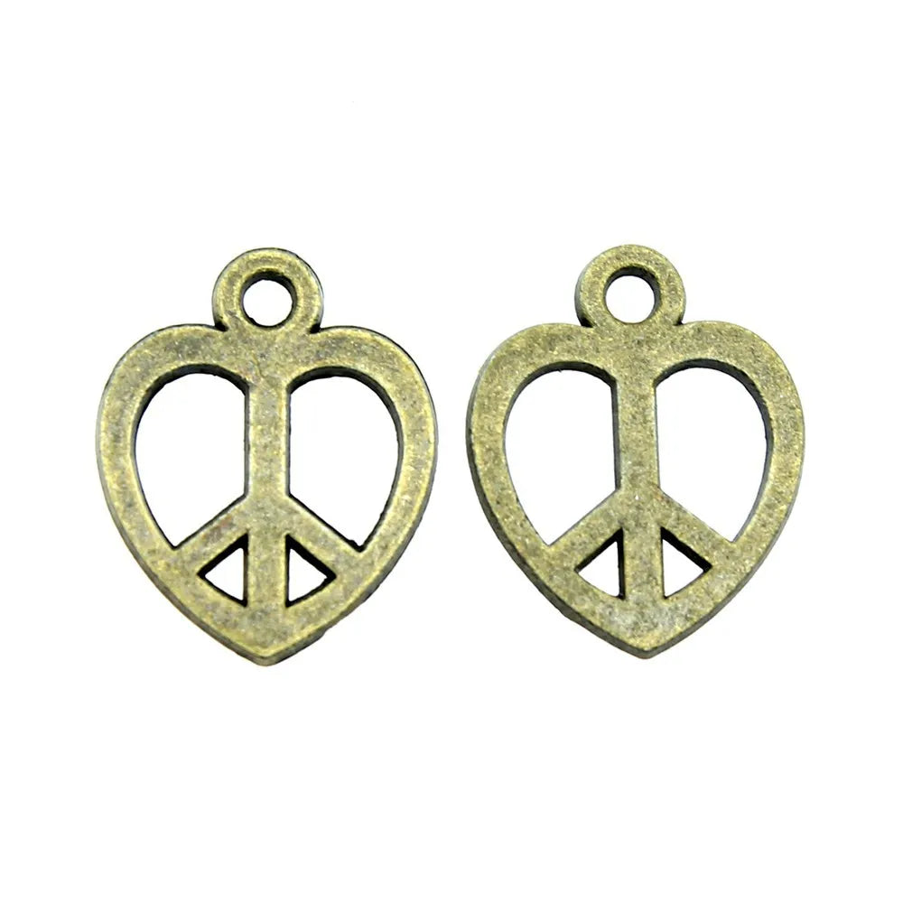 14x11mm 0.6g Multicolor Zinc Alloy Peace Heart Charm Pendant for DIY Bracelet Necklace Making