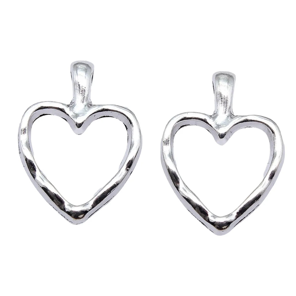 24x18mm 2.8g Antique Silver Zinc Alloy Hammered Hollow Heart Charm Pendant for DIY Necklace Making