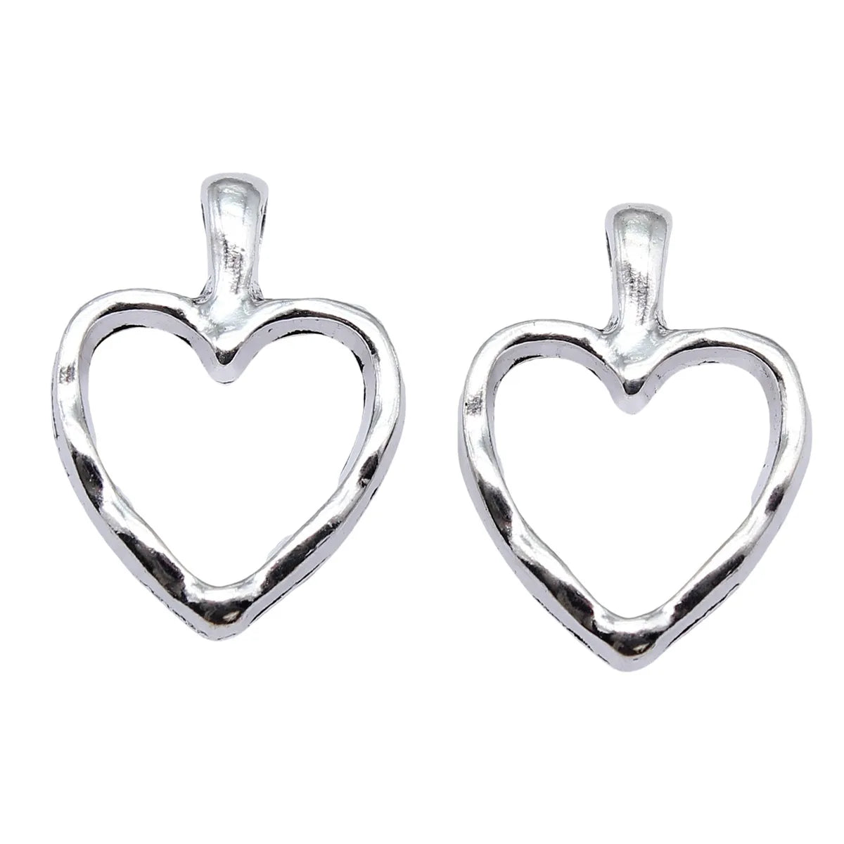 24x18mm 2.8g Antique Silver Zinc Alloy Hammered Hollow Heart Charm Pendant for DIY Necklace Making