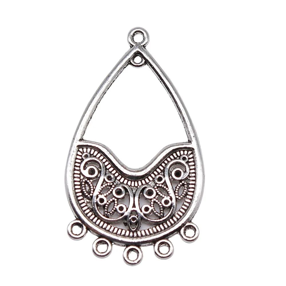 46x26mm 2.9g Multicolor Zinc Alloy Teardrop Earring Connector Charms for DIY Earrings Jewelry Making