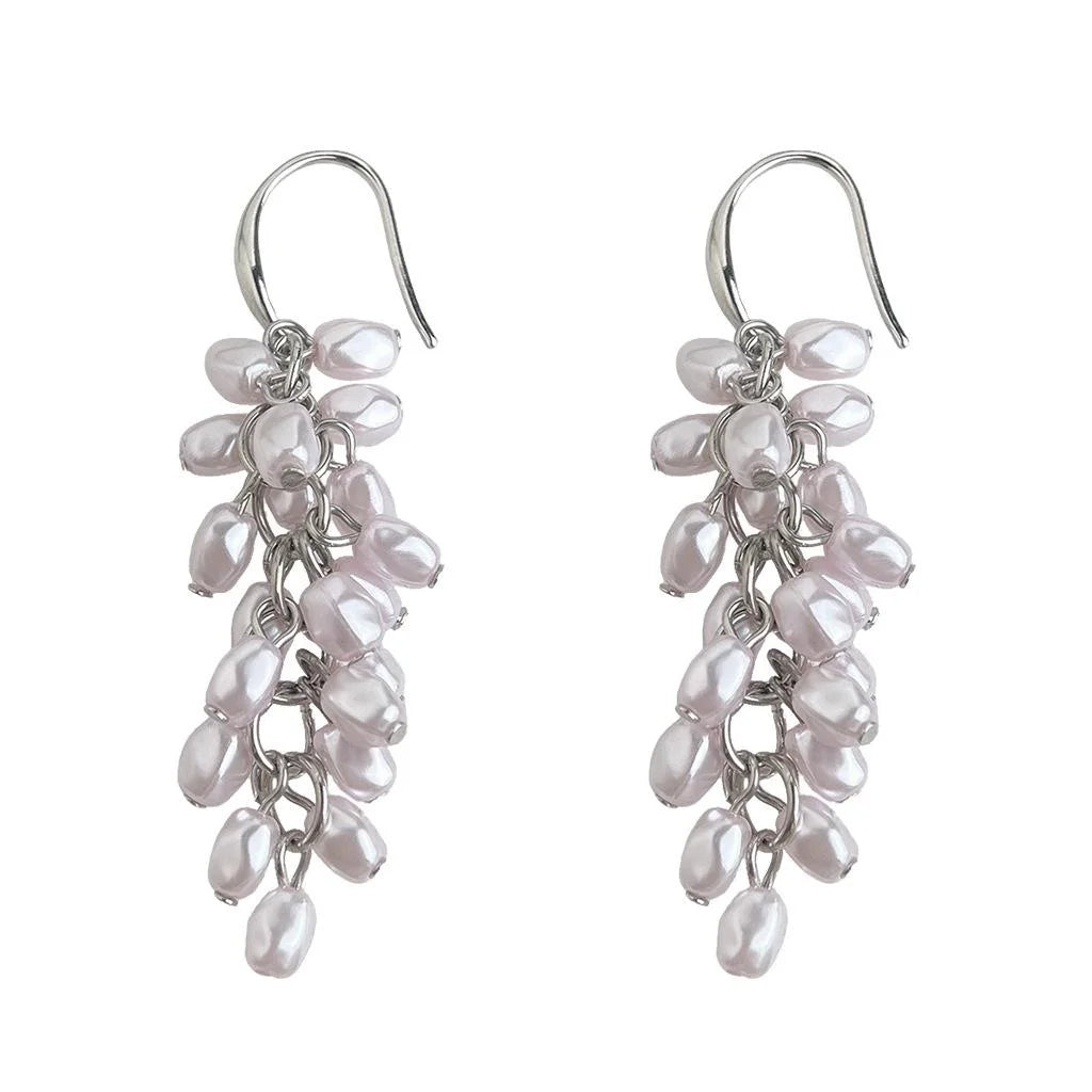 Purple Grape Irregular Pearl Tassel Drop Earrings Copper Sweet Fresh Summer Fashion Jewelry
