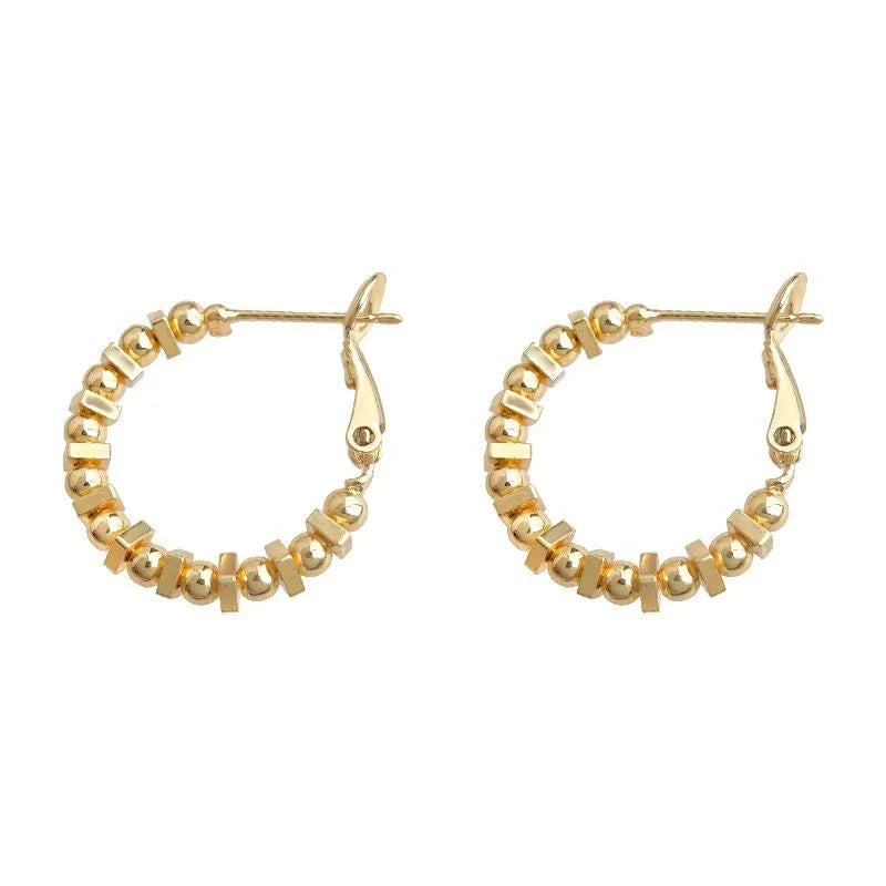 14K Plated Copper Geometric Hoop Earrings, Premium Silver Tone Fashion Commuter Jewelry