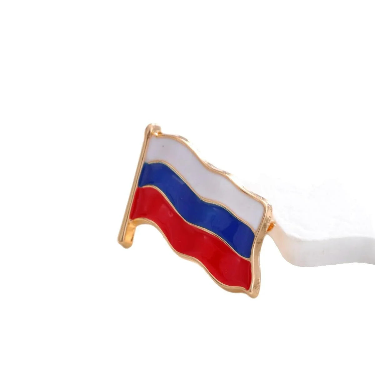Elegant Russian Flag Enamel Alloy Brooch, Waving National Flag Lapel Pin For Suit Accessory Gift