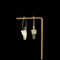 Creative 3D Movable Cat Metal Hoop Earrings, Personality Animal Dangle Jewelry