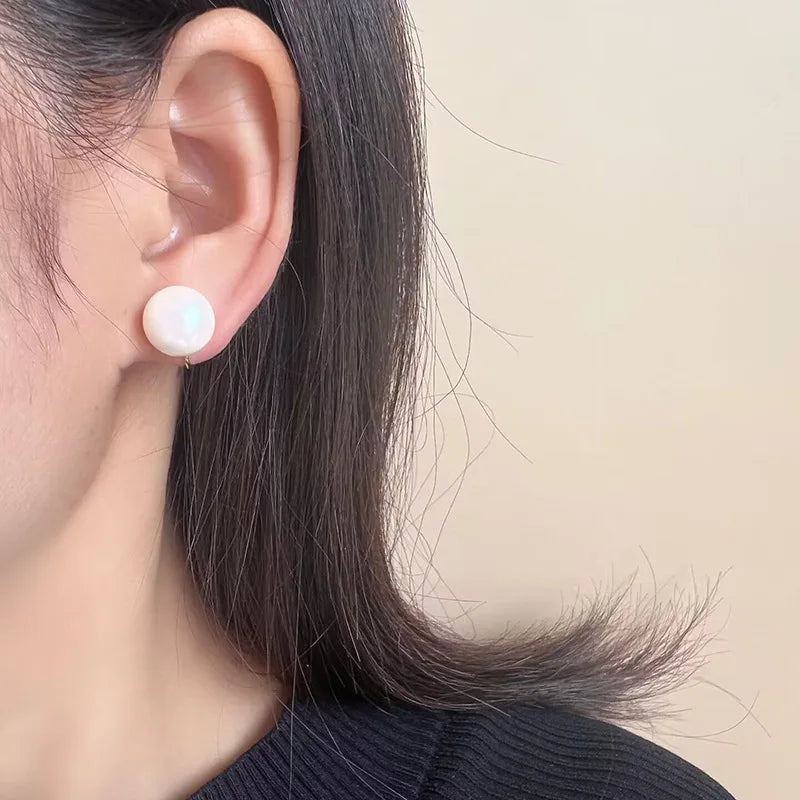 Elegant Round Pink Pearl Alloy Spiral Stud & Clip On No Piercing Sweet Minimalist Women's Earrings