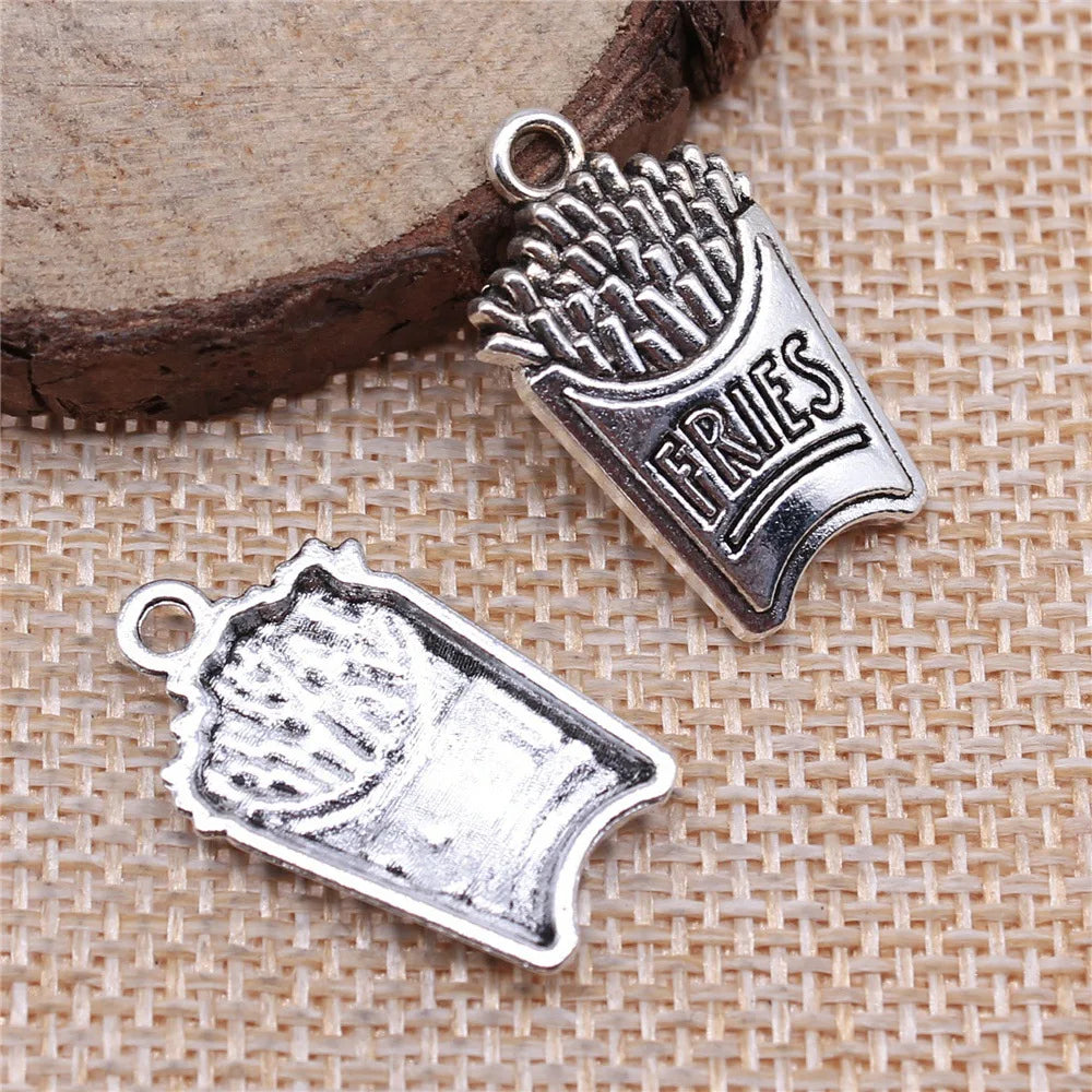 25x15mm 2.1g Multicolor Zinc Alloy French Fries Charm Pendant for DIY Food Theme Jewelry Making