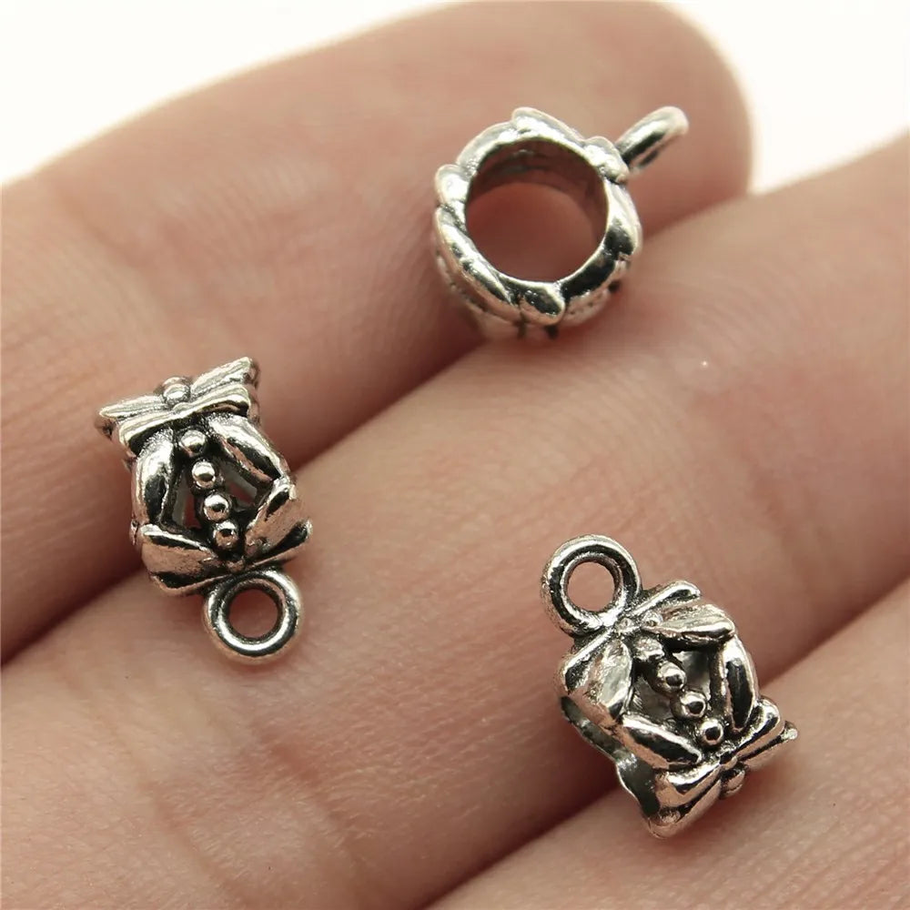 11x7x6mm 0.8g Antique Silver Zinc Alloy Pendant Bails Connector Charms for DIY Jewelry Making