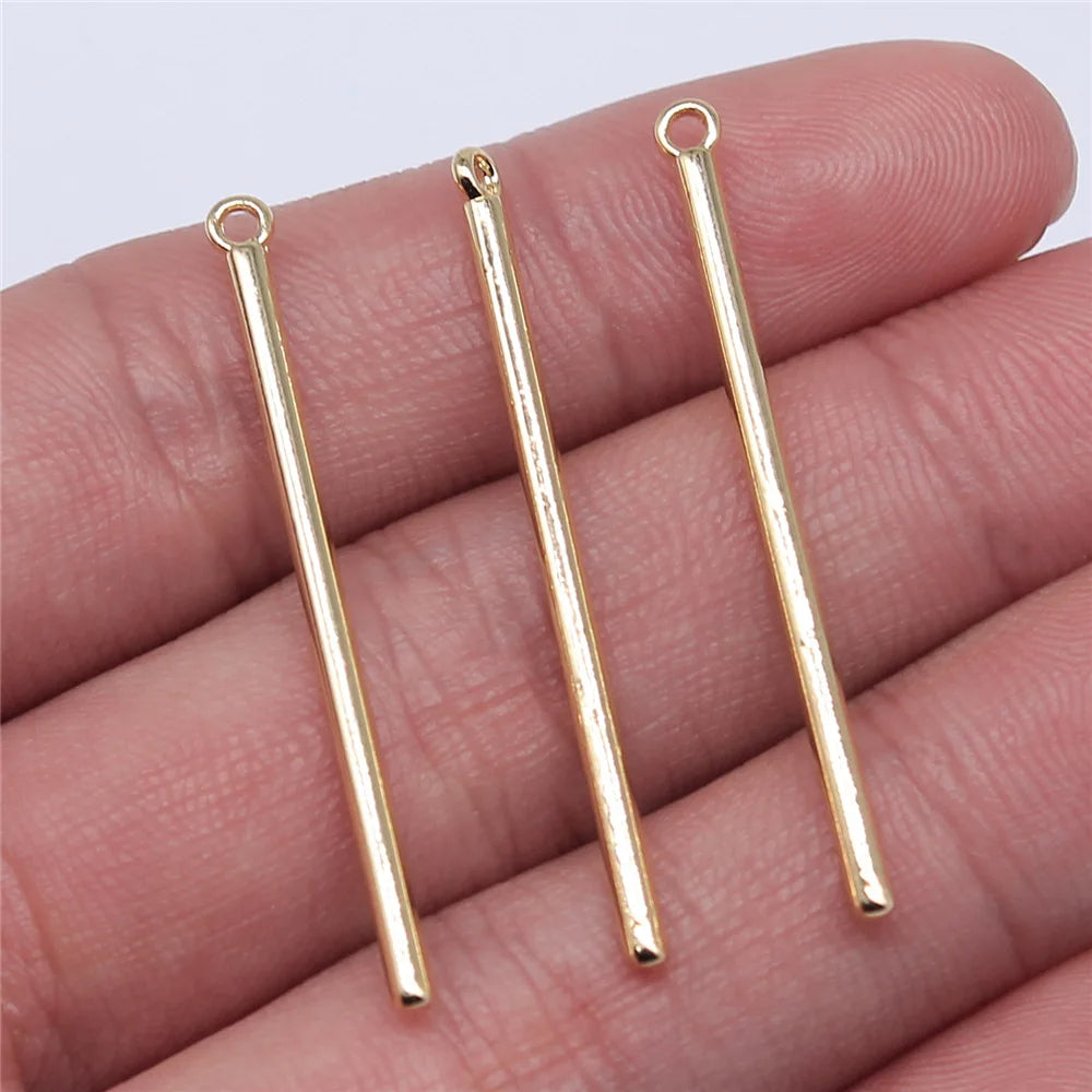 3x41mm 0.9g KC Gold Zinc Alloy Long Bar Earring Charm Pendant for DIY Earrings Jewelry Making