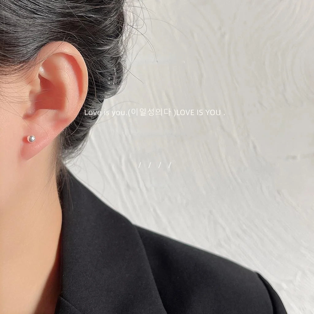 14K Gold Plated Copper Round Frosted Texture Stud Earrings Minimalist Daily Jewelry