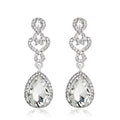 Vintage Crystal Glass Teardrop Dangle Earrings With Rhinestone Heart Charm For Bridal Wedding Party
