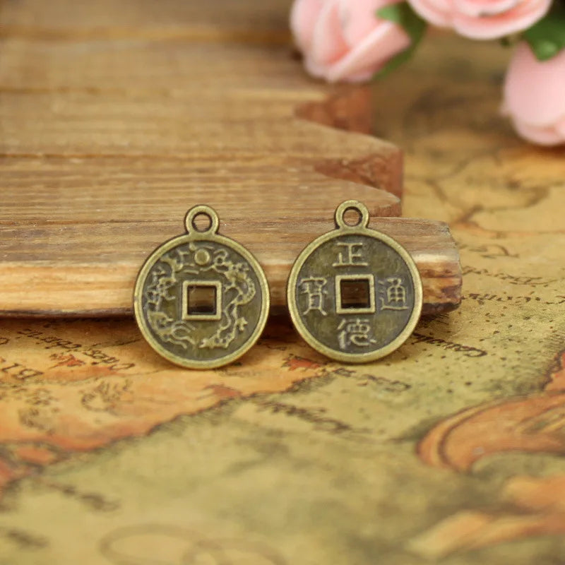 15MM Antique Silver Zinc Alloy Coin Charm Pendant for DIY Necklace Bracelet Jewelry Making