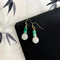 New Chinese Style Bamboo Segment Natural Stone Resin Round Geometric Drop Earrings