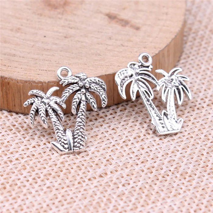 20x19mm 0.9g Antique Silver Zinc Alloy Palm Tree Coconut Tree Charm Pendant for DIY Jewelry Making