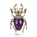 Vintage Rhinestone Beetle Brooch With Alloy Legs And Enamel Shell, Elegant Insect Lapel Pin Suit Accessory Gift