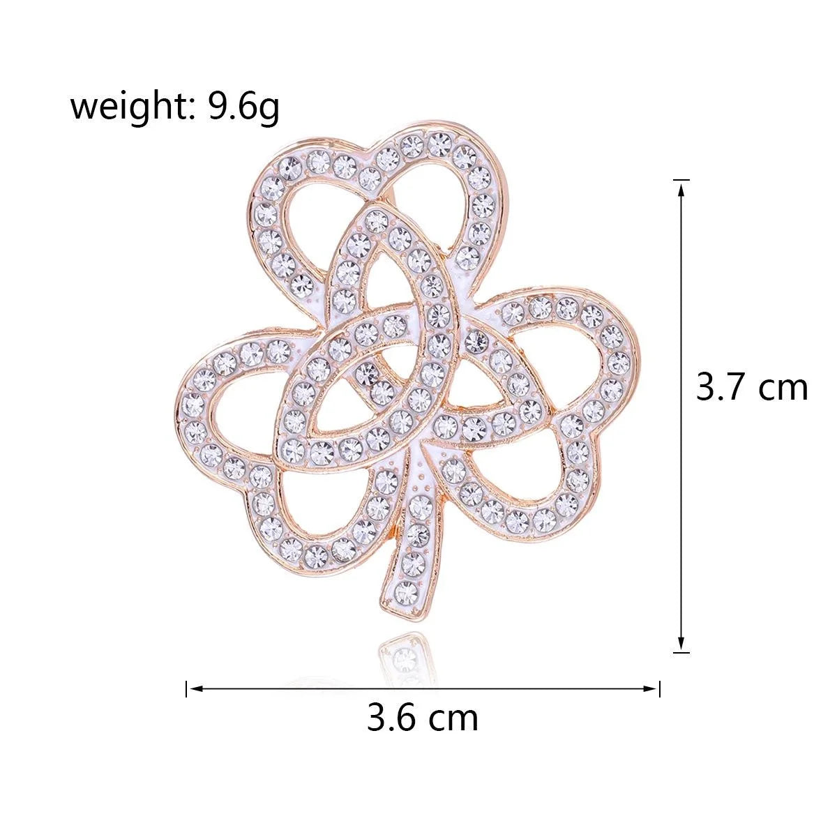 Elegant Hollow Clover Brooch With Green Rhinestones, Gold Alloy Lapel Pin Scarf Clip Suit Accessory Gift