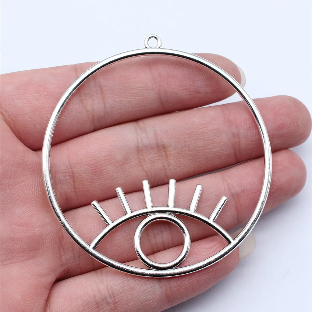 59x63mm 6.2g Antique Silver Zinc Alloy Round Eye Charm Pendant for DIY Necklace Bracelet