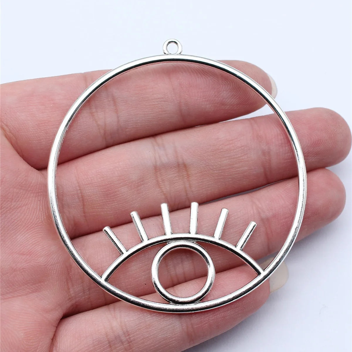 59x63mm 6.2g Antique Silver Zinc Alloy Round Eye Charm Pendant for DIY Necklace Bracelet