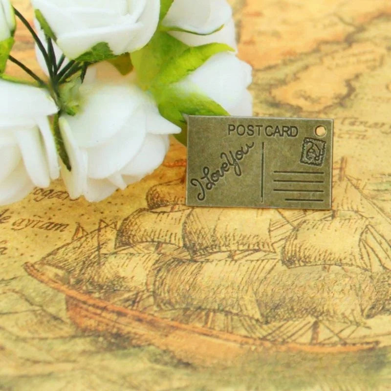 26x16MM Zinc Alloy Postcard Charm Pendant for DIY Necklace Bracelet Jewelry Making