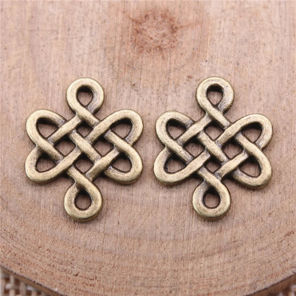 17x14mm 0.8g Multicolor Zinc Alloy Chinese Knot Connector Charm for DIY Bracelet Jewelry Making