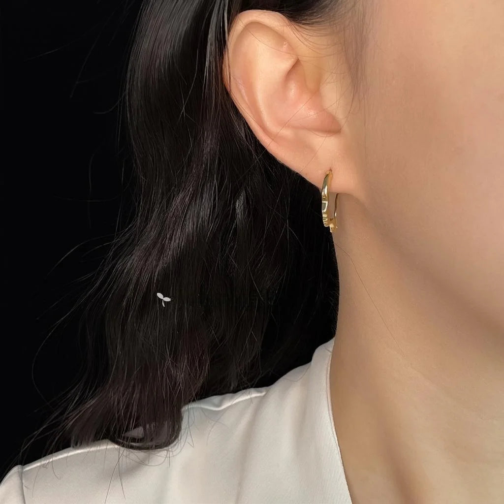 14K Gold Plated Copper Abstract Face Line Drop Earrings Korean Minimalist Geometric Jewelry