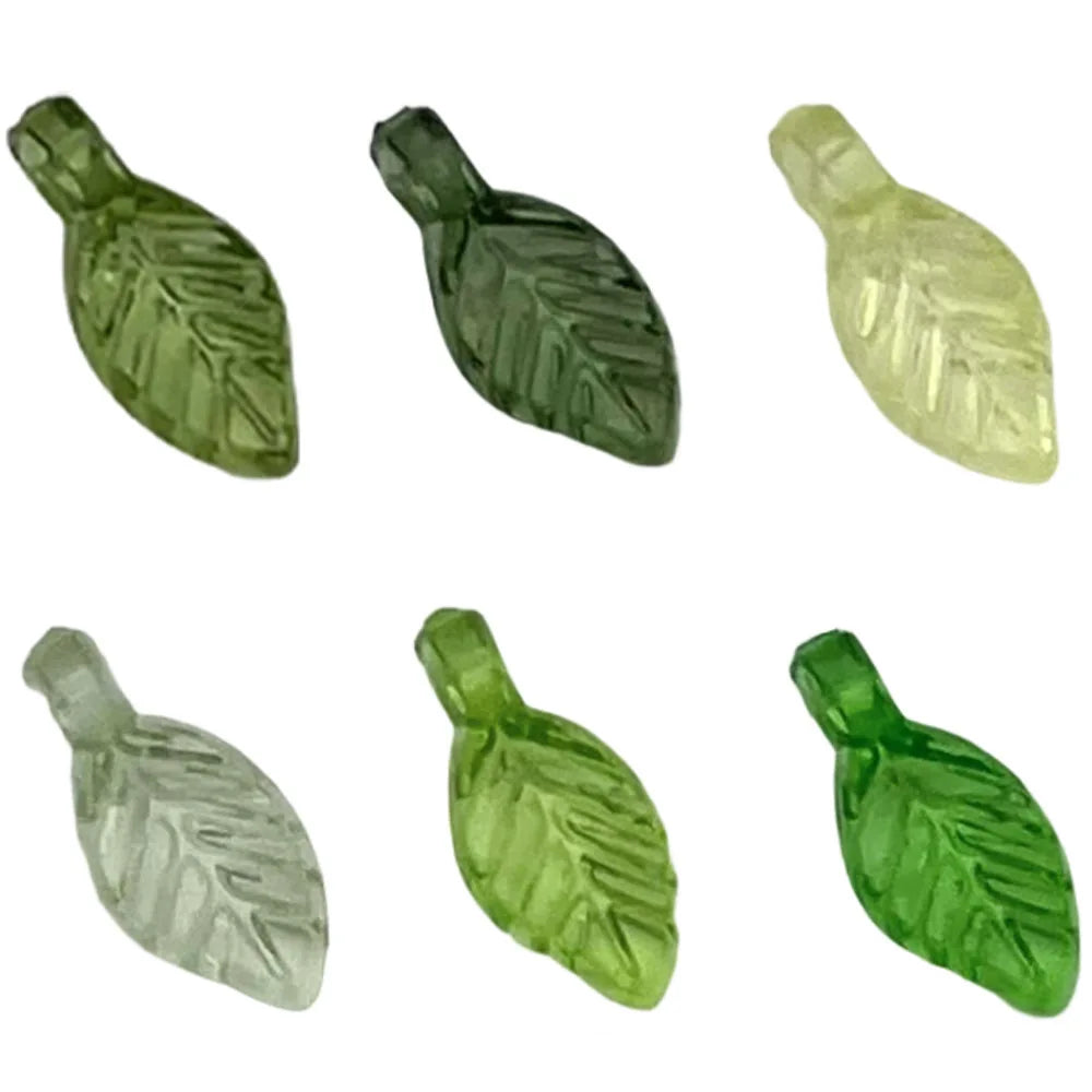 Transparent Green Acrylic Mini Leaf Bead Earring Charms for DIY Beaded Jewelry Making