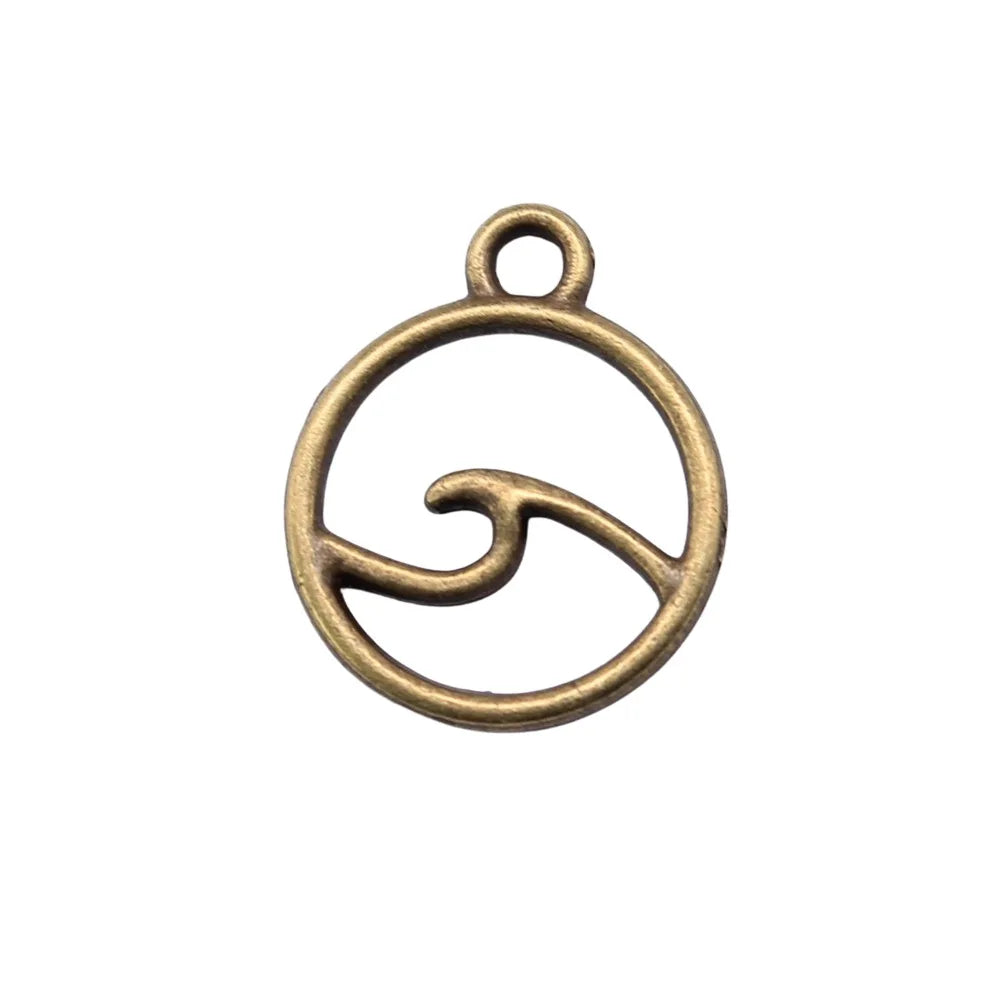 12x12mm 0.4g Multicolor Zinc Alloy Ocean Wave Charm Pendant for DIY Handmade Jewelry Making