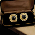 Vintage Minimalist Textured Round Copper Stud Earrings, Geometric Fashion Jewelry