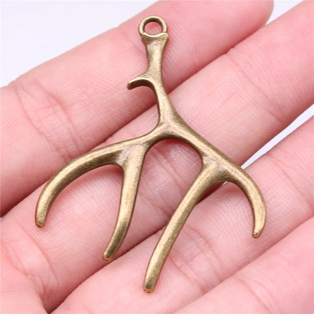 51x40mm 4.3g Multicolor Zinc Alloy Deer Antler Charm Pendant for Necklace Bracelet Making